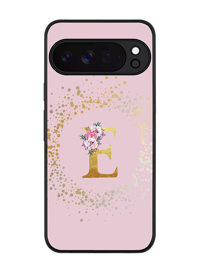 For Google Pixel 10 Pro XL Case,Slim fit Camera Protection, Shockproof Thin Phone cover  - Custom Monogram Floral - E  (Pink )